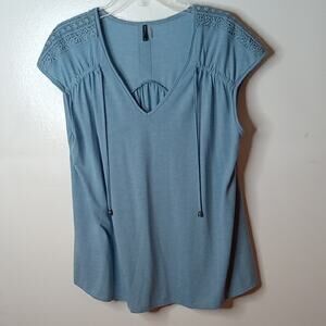 North River Women's Size XL Blue Lace Detail Women's Blouse